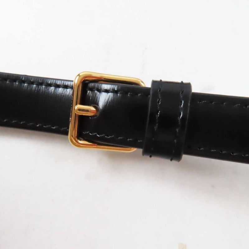 Celine 18842 Teen Triomphe Shiny Calfskin Shoulder Bag Black Gold Hardware