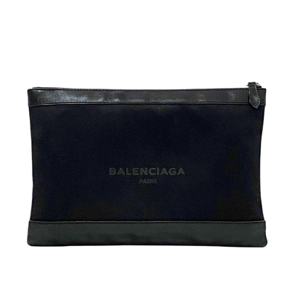 Balenciaga Clutch Bag Navy Clip M Black 373834