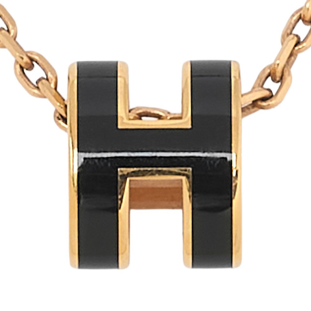 Hermès Hermes Mini Pop H Necklace Black GP (gold Plated) Ladies I Accessories