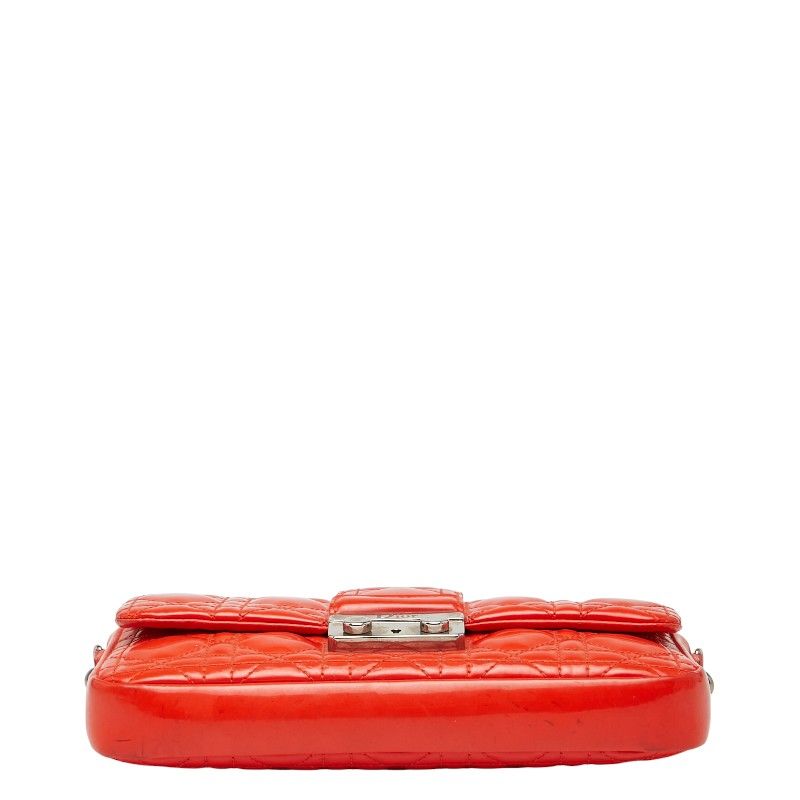 Dior Cannage Crossbody Chain Wallet Shoulder Bag Orange Enamel Women's Dior