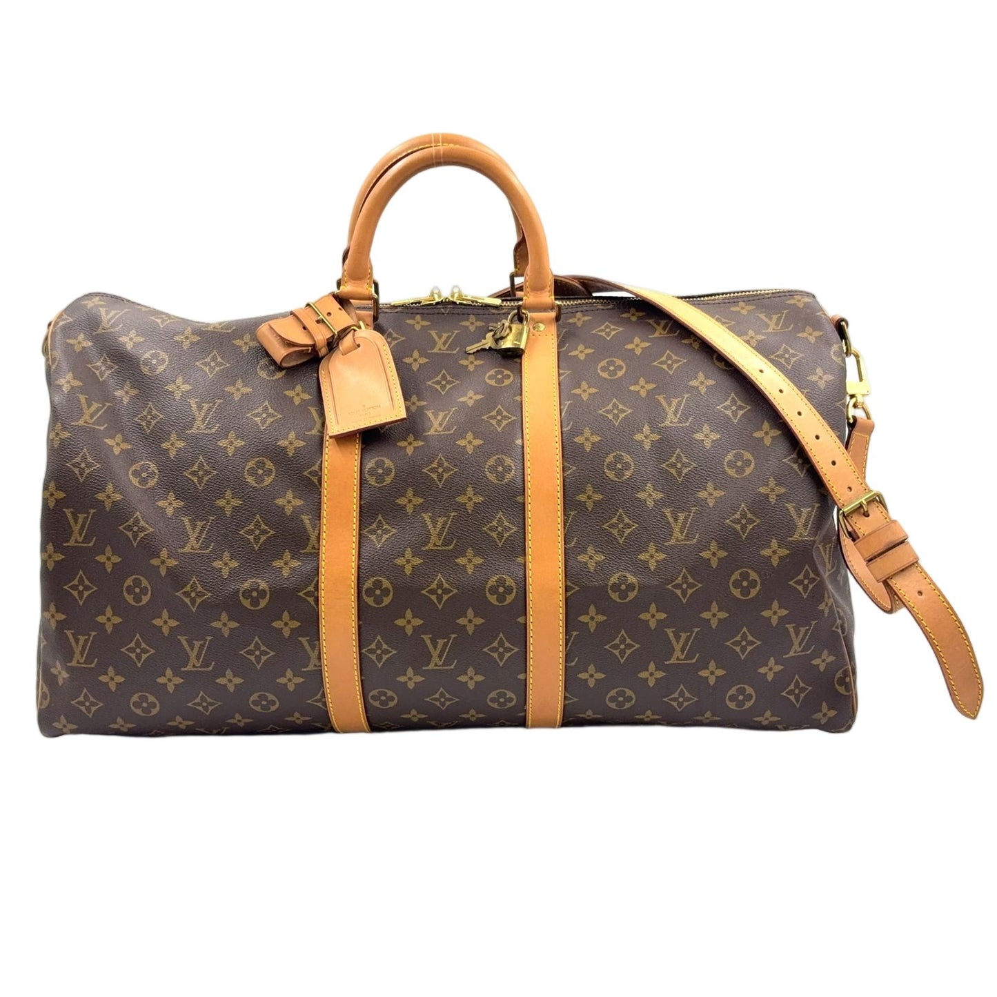 Louis Vuitton Keepall Bandouliere 55 Monogram Leather Brown Light Boston Bag