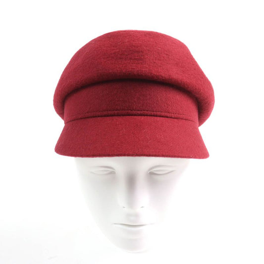 Hermes 100% Cashmere None Ground Cassock Hat Red 56 Made In France Women