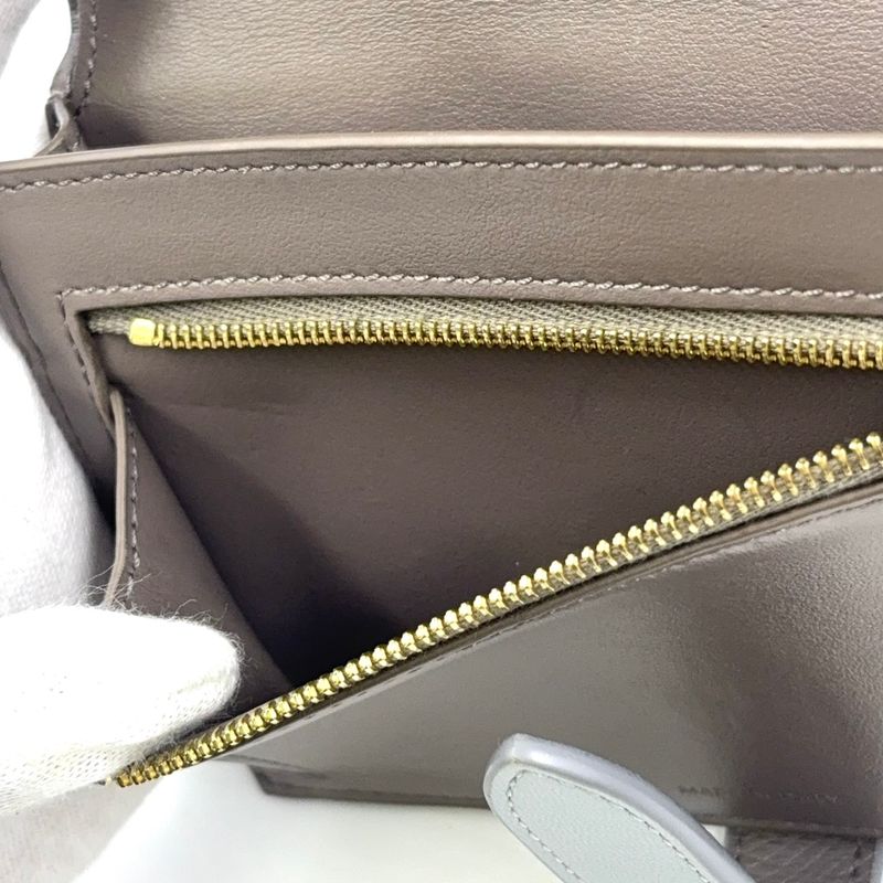 Celine Medium Strap Wallet Leather Gray Beige And Light Blue Wallet