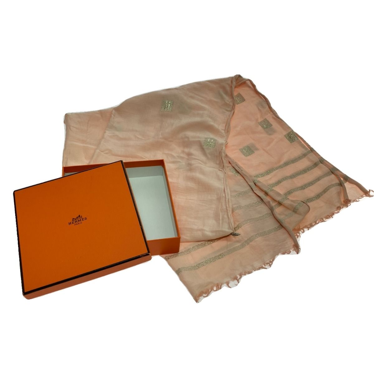 Hermes H Logo Shawl Large Lamé Light Pink