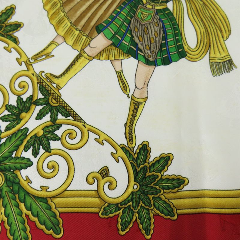 Hermes Scarf Carré 90 Joies D'hiver Winter Pleasures Silk Red Ivory Gold Large