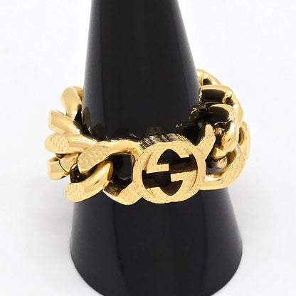 Gucci Interlocking G Golmet Chain Ring M Approx 15 Gold Finish Metal Made In