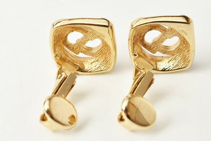 Christian Dior Earrings Christian Dior Vintage CD Logo Motif Rhinestone Gold