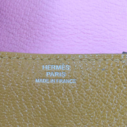 Hermes Le Van Cattle Verso Bicolor Chevre Mizor Coin Case Brown Pink