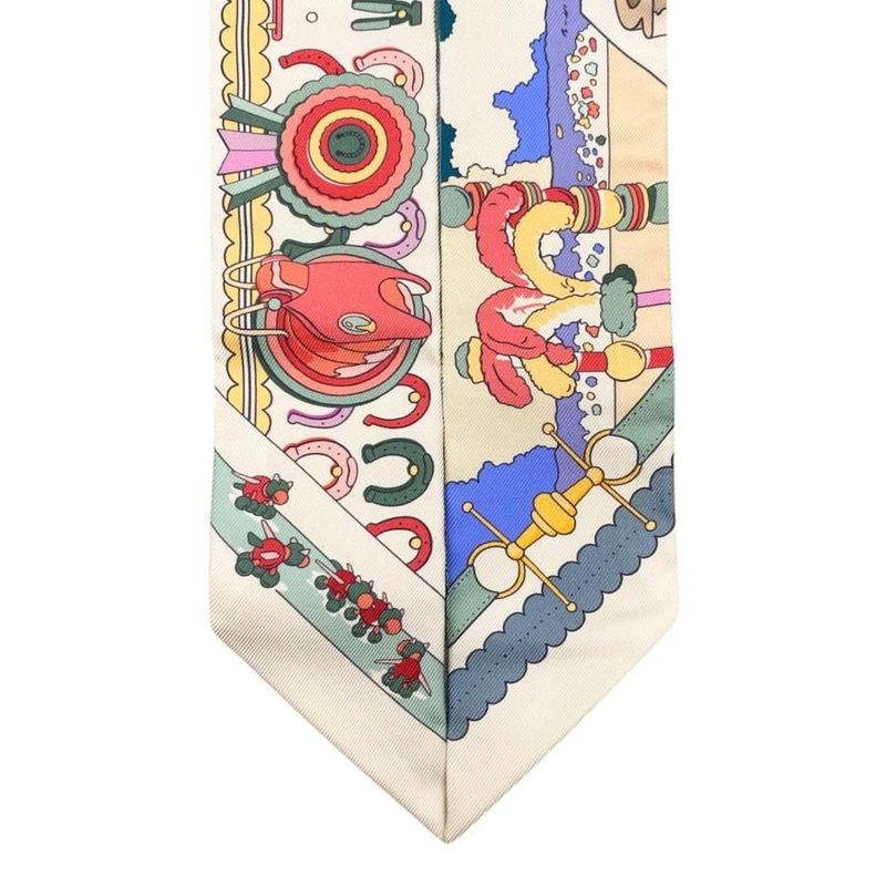 Hermes Silk Scarf Twilly Pony Pit Stop H064207s 03 Cles Clesme Pink Green Beige