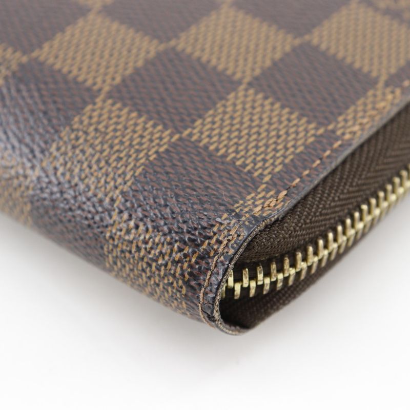 Louis Vuitton Zippy Wallet N60015 Damier Canvas Brown Ca0122 Unisex Long Wallet