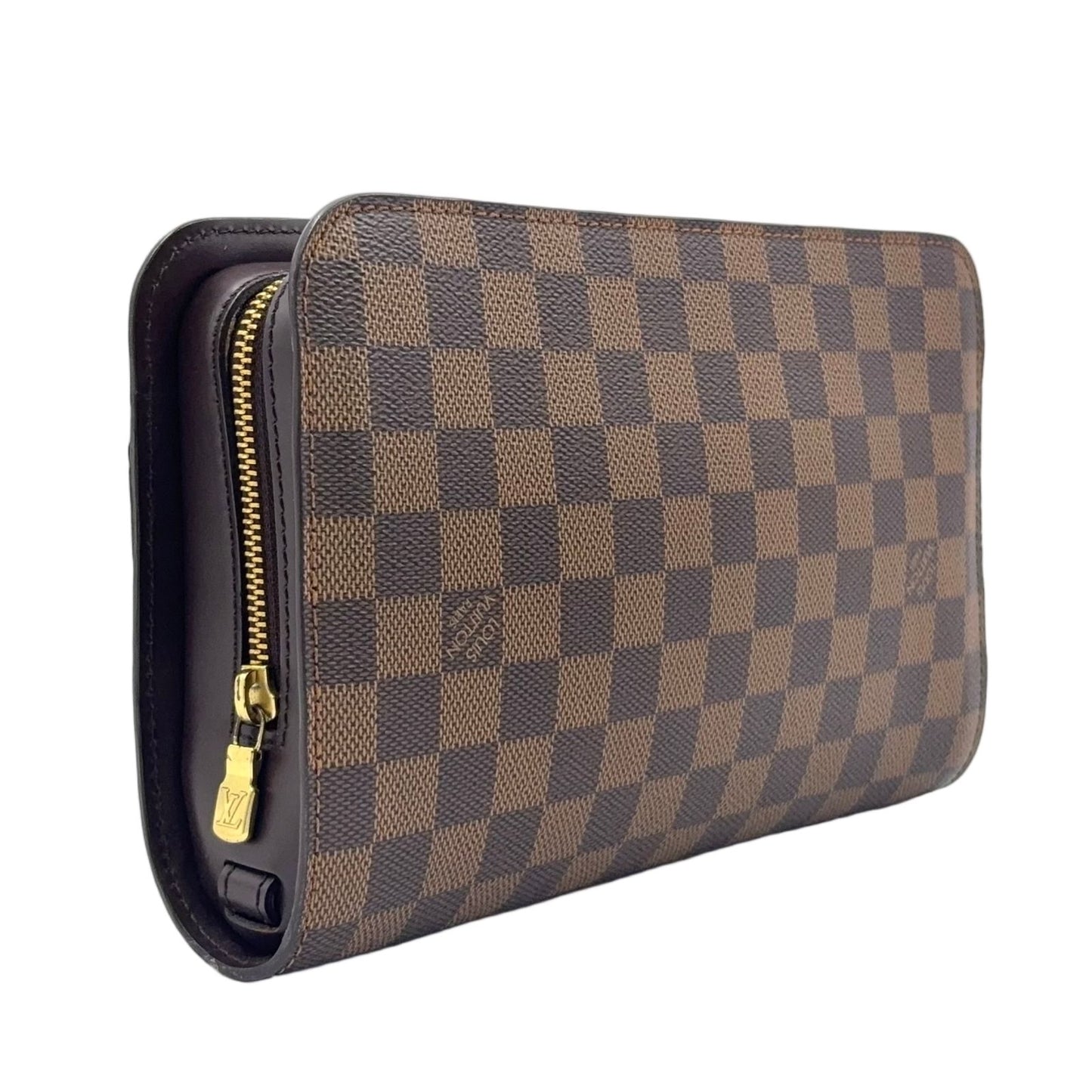 Louis Vuitton Damier Saint Ebene Second Leather Brown Clutch Gold — view 2