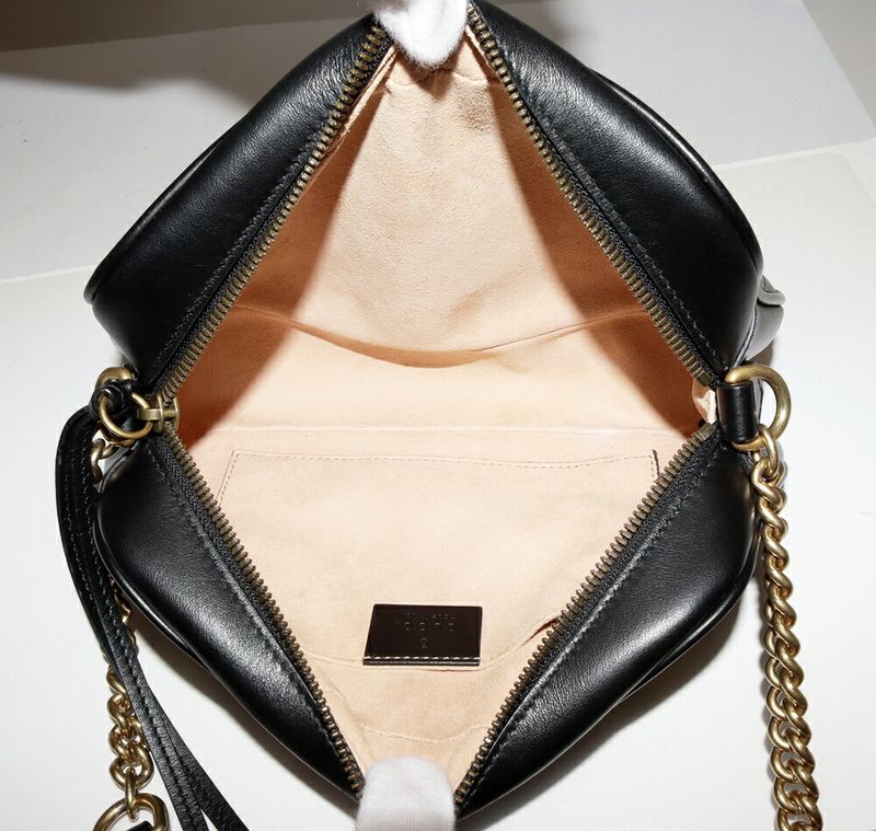 Gucci Chain Shoulder Bag GG Marmont Small Camera Bag Chevron Quilted Leather