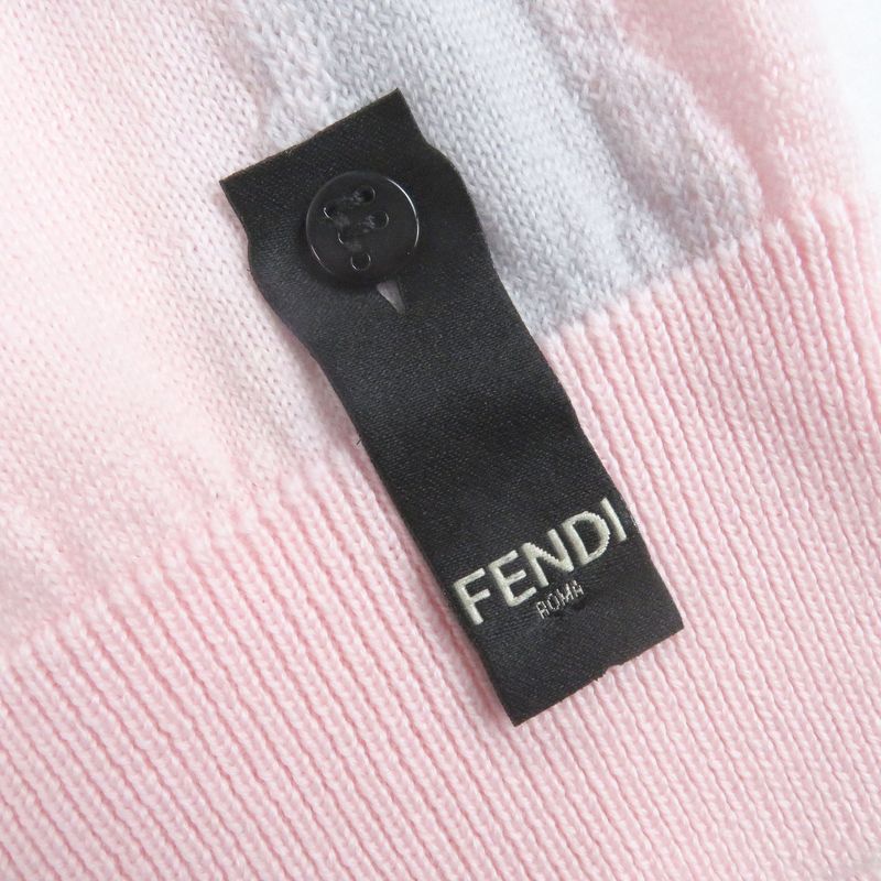 Fendi Fzx039 FF Logo Zucca Long Sleeve Knit Sweater Pinkish Multicolor 46 Made