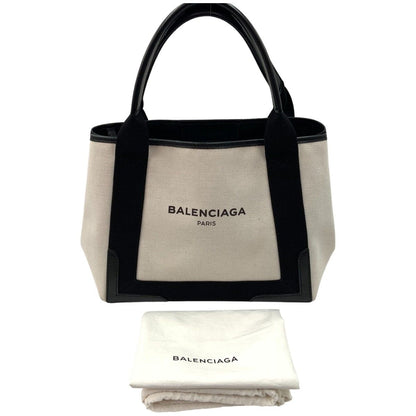 Balenciaga Navy Cabas S Canvas Handbag Tote Bag 339933 1081 a 00213 White