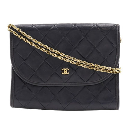 Chanel Matelasse Mini/agneau Tanne Chain Pochette Vintage C00060 Lambskin Black