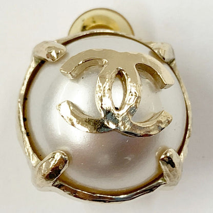 Chanel Cocomark Pearl Earring Accessories Gold X White