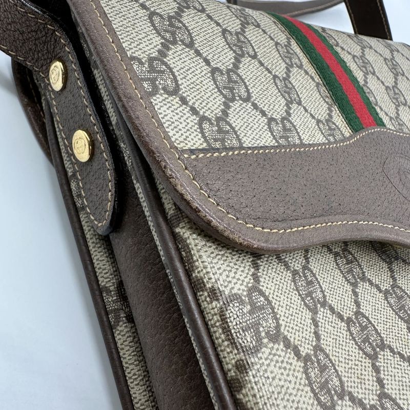 Gucci 001 116 6862 Old Gucci Shoulder Bag GG Supreme Sherry Vintage Brown Beige