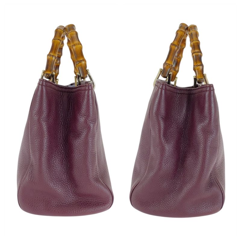 Gucci Bamboo Wine Red Bordeaux Gold Hardware Leather 323660 Handbag Shoulder
