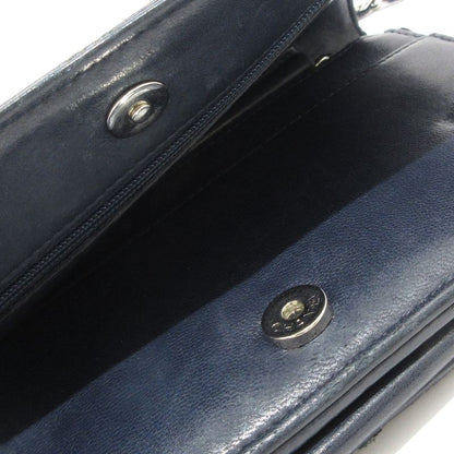 Chanel Wallet Matelasse /double Stitched Dark Navy And Pink Silver Hardware /