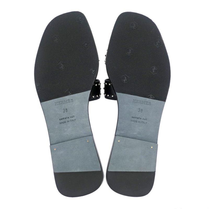 Hermes Oran Studded Sandals Size 38 Black Women's Apparel Women's Shoes
