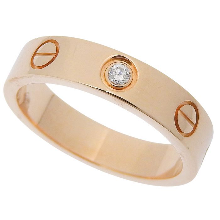 Cartier Mini Love 1P Diamond Ring 18K Pink Gold 750 Pink Gold Diamond #47
