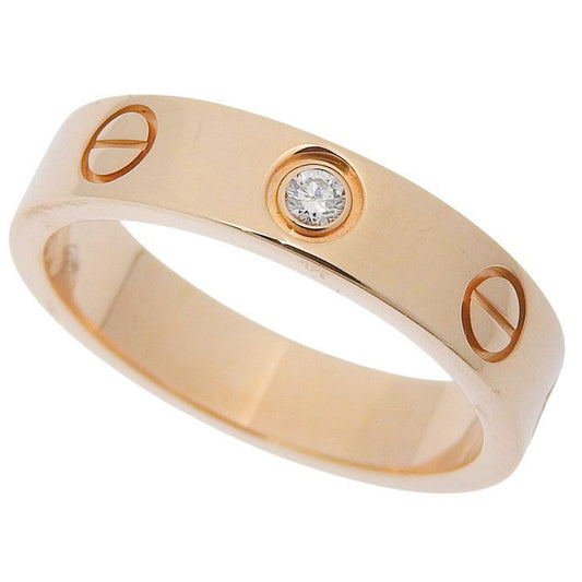 Cartier Mini Love 1P Diamond Ring 18K Pink Gold 750 Pink Gold Diamond #47