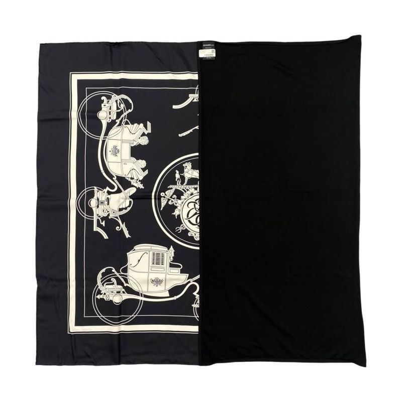 Hermes Scarf Carré H Hybrid 90 Ex-Libris Ecru Noir Black Hybride Ex-Libris