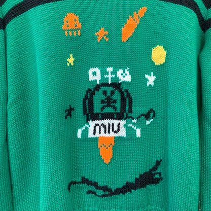 Miu Miu Miu Knit Wool Sweater Long Sleeve Winter Green 38