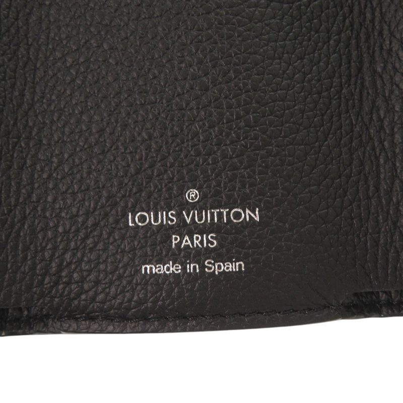 Louis Vuitton Portefeuille Lock Mini M63921 Calf Leather Noir Black Trifold
