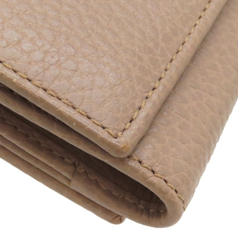 Gucci Trifold Wallet Petit Marmont Compact Wallet Leather Beige Gold Hardware