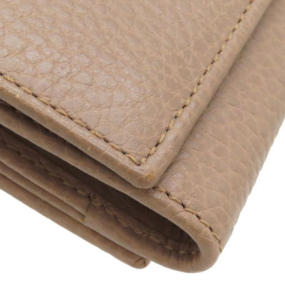 Gucci Trifold Wallet Petit Marmont Compact Wallet Leather Beige Gold Hardware