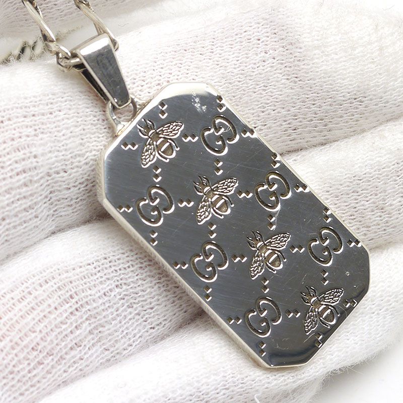 Gucci GG & Bee Engraved Necklace Sv925 Silver Accessories