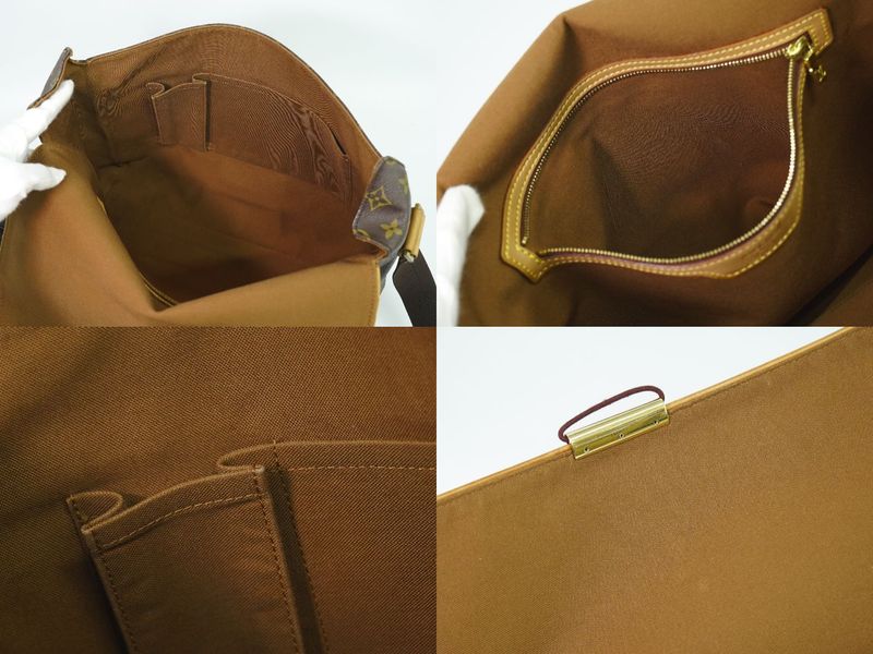 Authentic Louis Vuitton LV Abbess Monogram Shoulder Bag Messenger Bag Brown