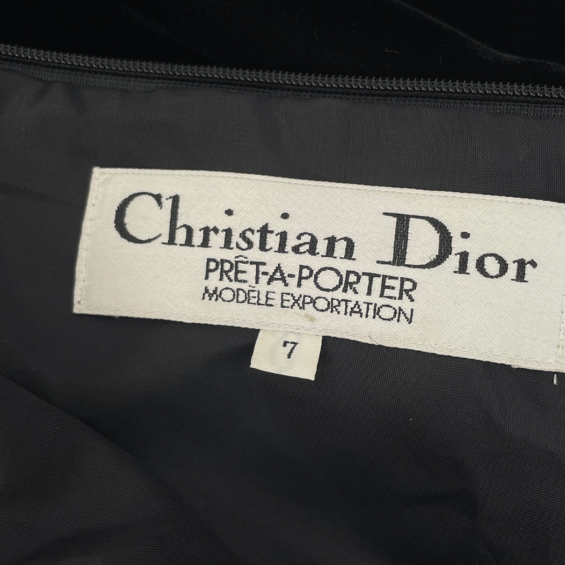 Christian DIOR Dressy Dress Velour Lame Rhinestones Long Sleeves Long
