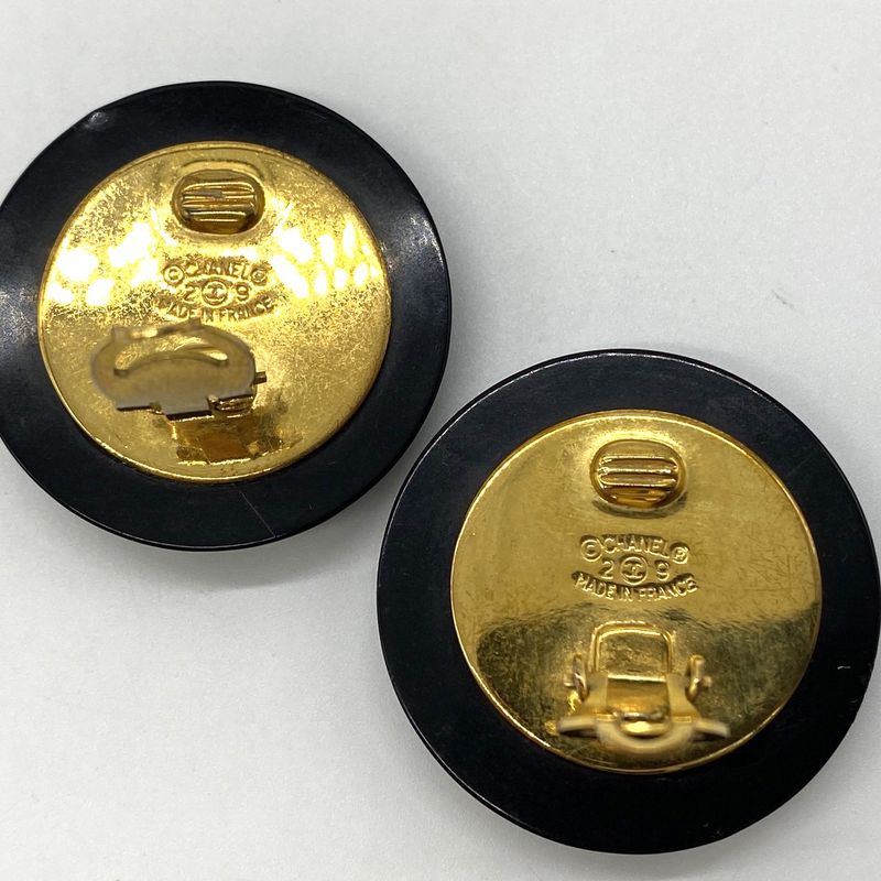 Chanel Earrings Matelasse Coco Mark Black Gold