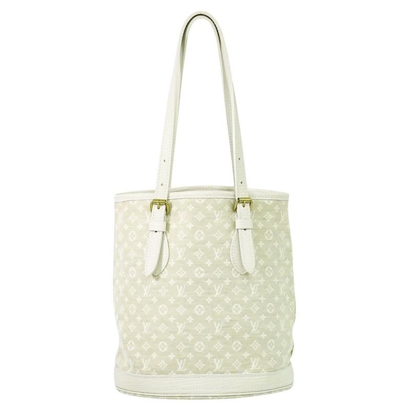 Authentic Louis Vuitton LV Bucket PM Monogram Mini Lin Shoulder Bag Tote Bag