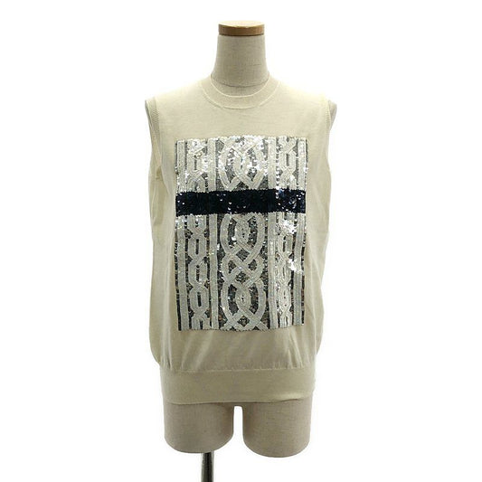 Christian DIOR - Sequin Embellished Knit Vest - 44 - Ivory - Women's