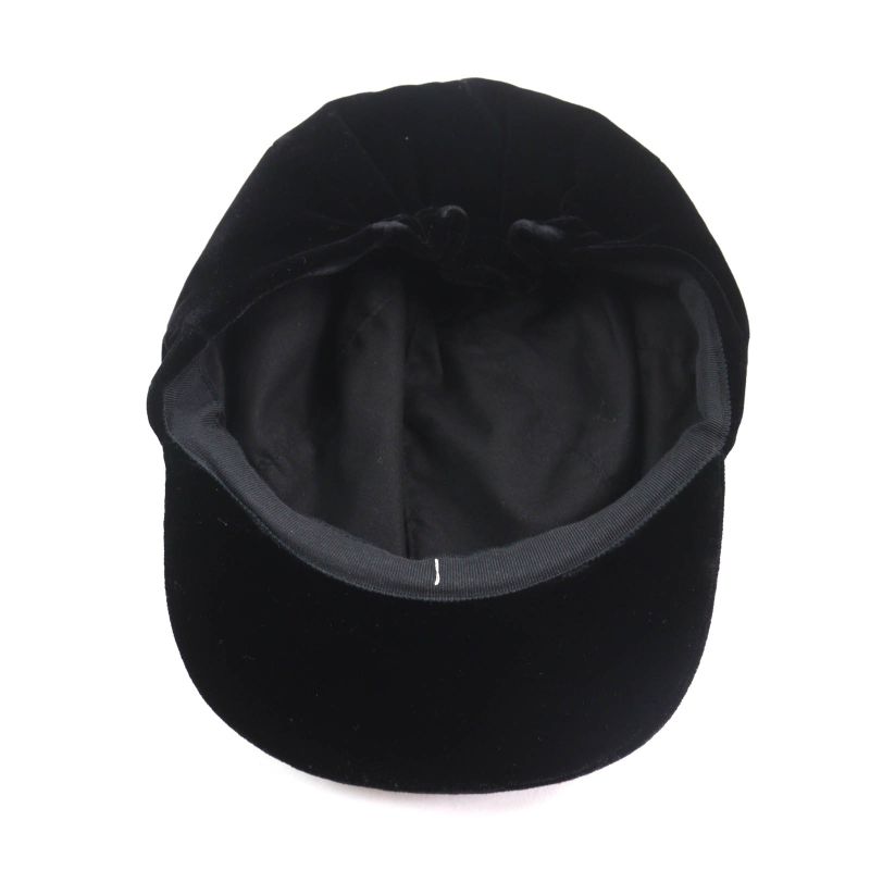 CHANEL 21AW Silk Mix Velour Casket With Coco Mark Hardware Hat Black M Made In