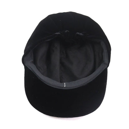 CHANEL 21AW Silk Mix Velour Casket With Coco Mark Hardware Hat Black M Made In