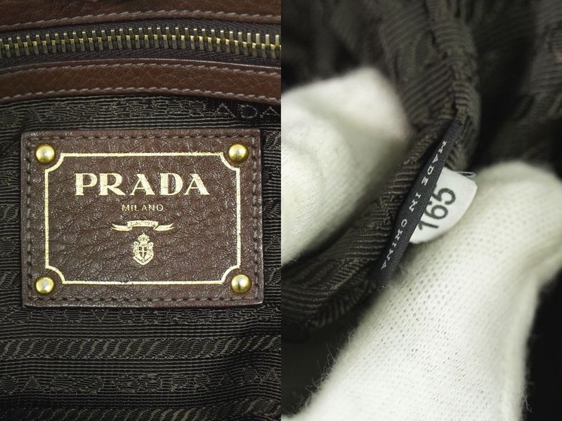 Authentic Prada Leather 2WAY Shoulder Bag Brown Bag Pre-owned [follow-up