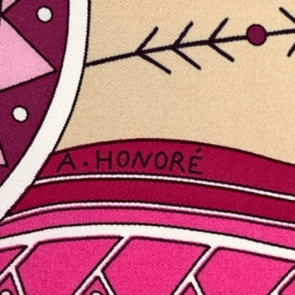 Hermes Carre 90 LA VIE DU Grand NORD Arctic Life Pink Scarf Silk