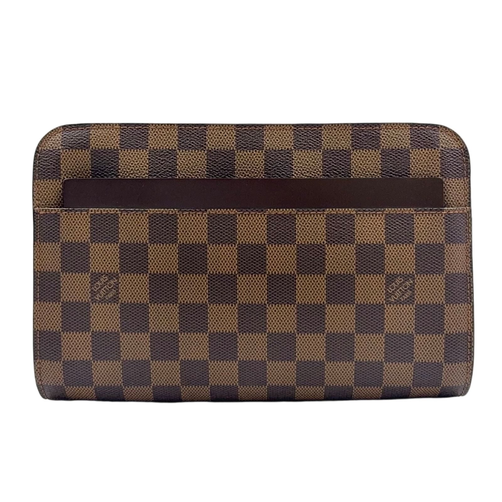 Louis Vuitton Damier Saint Ebene Second Leather Brown Clutch Gold
