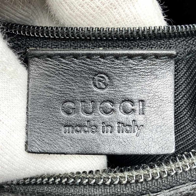 Gucci 001 4204 Shoulder Bag Handbag Black GG Canvas/leather Ladies Men Fashion