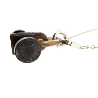 Hermes Mobile H Necklace Metal/buffalo Horn Silver/brown 0372 Hermes