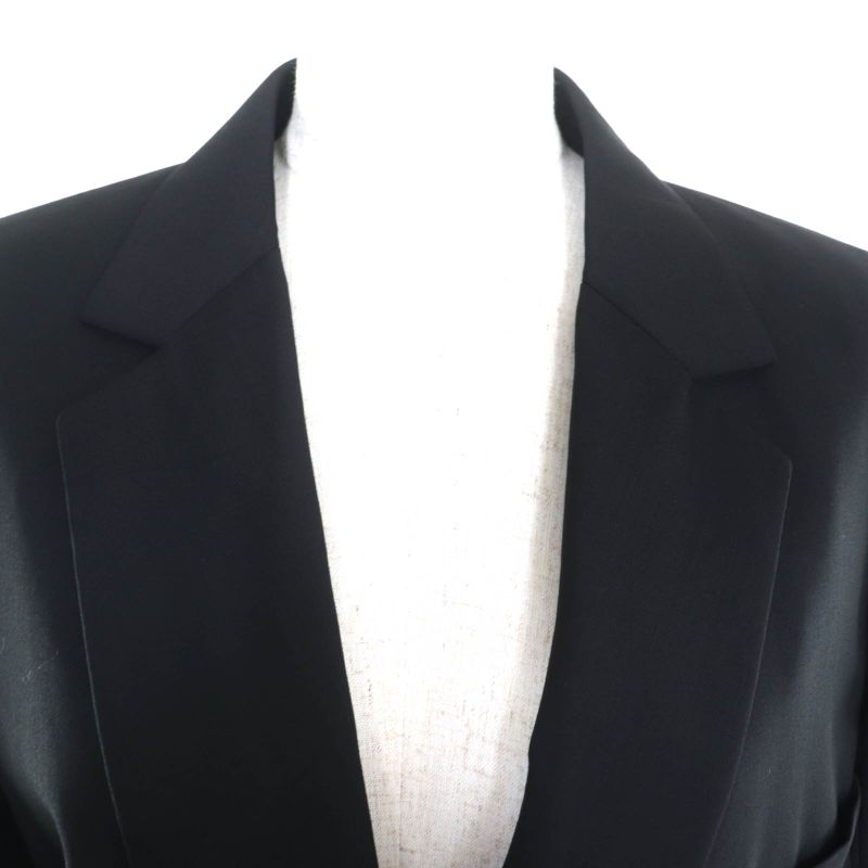 Celine 2 8T43 460A 100% Wool Front Open Crombie Coat Black 34 Made In France