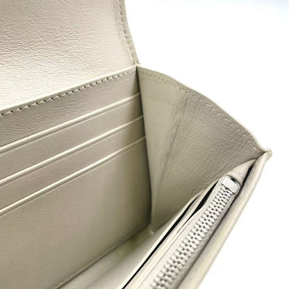 Loewe Bifold Long Wallet Anagram Continental Wallet Leather Beige Wallet Silver