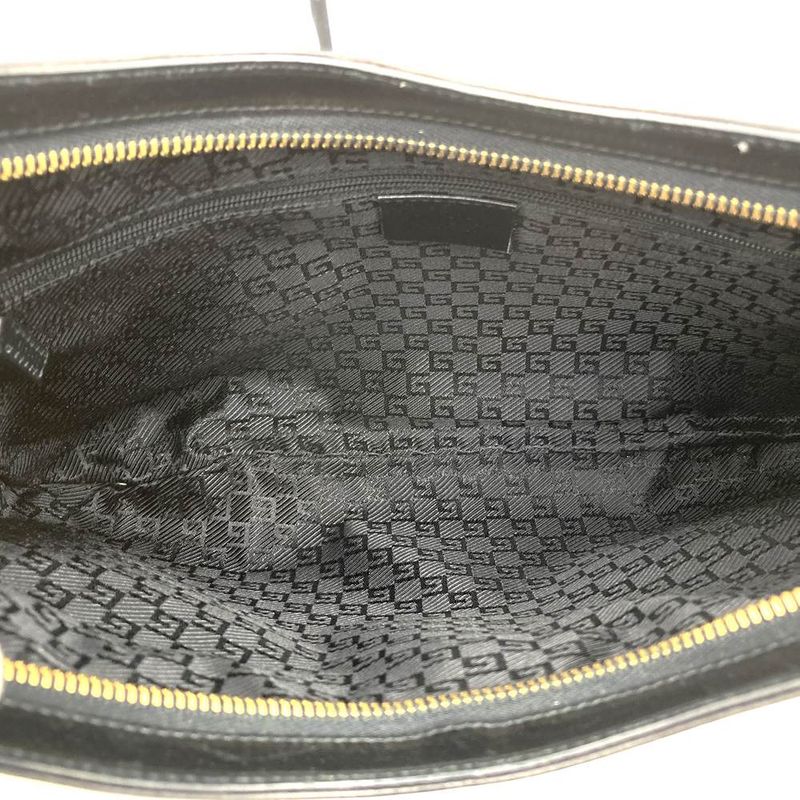 Gucci 001 4062 Shoulder Bag Bamboo Black Suede Leather Fashion Women