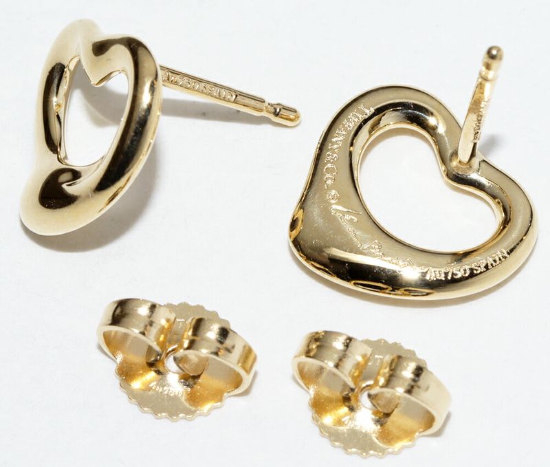 Tiffany & Co Earrings 18K Yellow Gold Elsa Peretti Open Heart Earrings