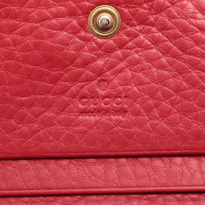 Gucci Animalier Taiga Head Leather Compact Wallet 453169 Red Made In Italy