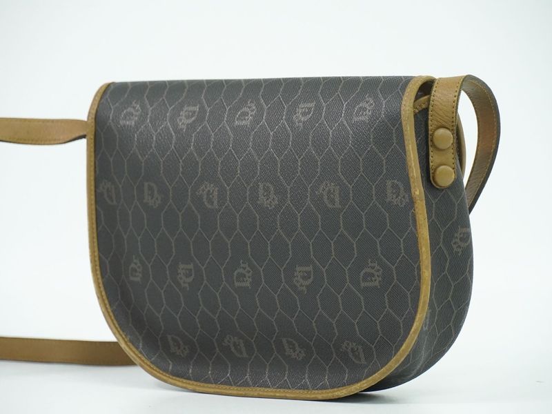 Object Christian DIOR Honeycomb Pattern Shoulder Bag Pochette PVC Black Bag